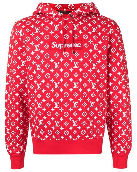 louis vuitton x supreme hoodie red|supreme all over monogram hoody.